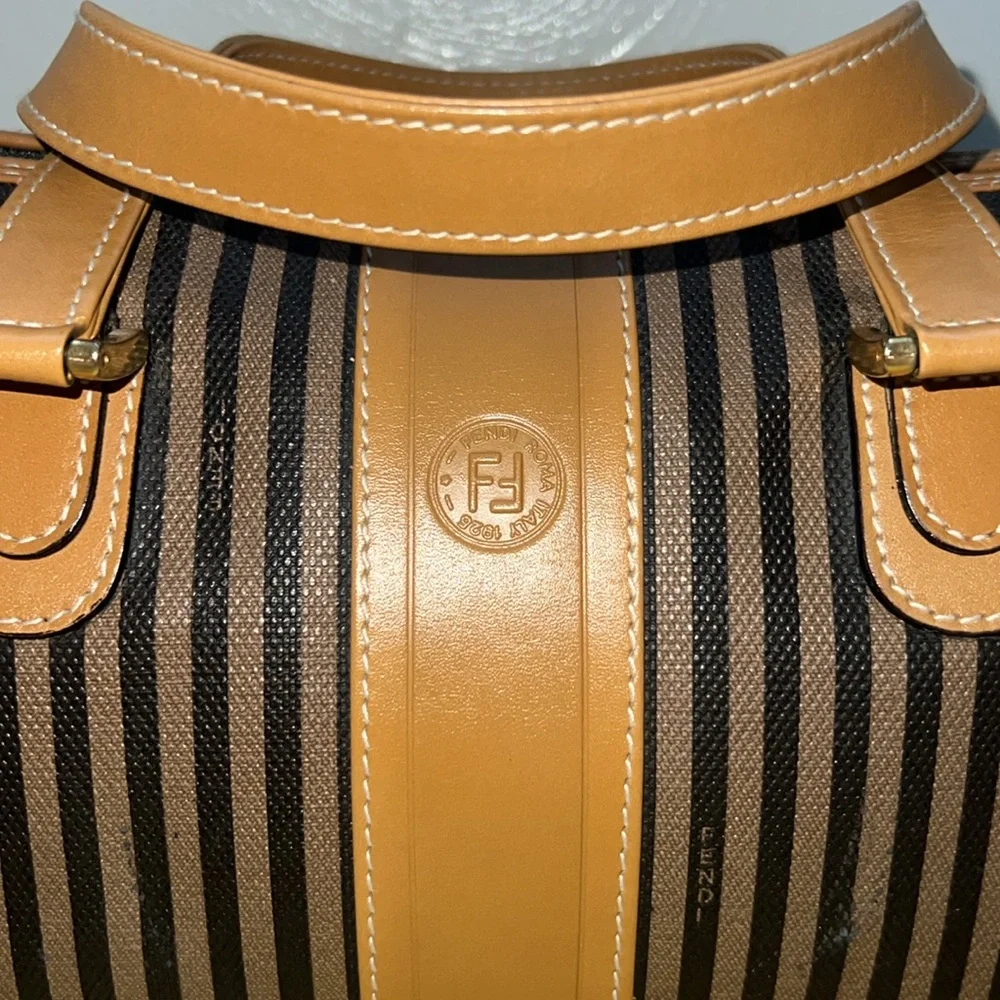 Fendi Brown and Black Striped Satchel - Picture 2 of 16